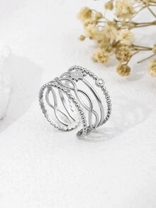 One Piece High-End Sense Ring, Open Ring Design Women's Fashion Accessory - Snowflake - View 4