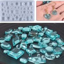DIY Gương Đồ trang sức Pha lê Keo dính Khuôn silicon Love Hình học Mặt trăng Thập cẩm Đá quý Vật rủ xuống Khuôn Năm Ngôi sao - Khuôn đá quý - Xem 2