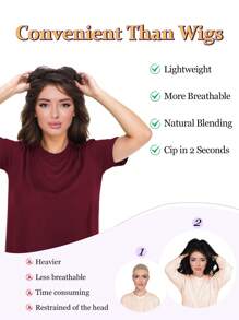 Hair Toppers For Women 20inch Wavy Hair Toppers For Women Toppers Hair Pieces For Women With Thinning Hair Ombre Dark Blonde Synthetic Wiglets With Fringe Bang Add Hair Volume - Ombre - View 8