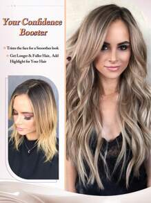 Hair Toppers For Women 20inch Wavy Hair Toppers For Women Toppers Hair Pieces For Women With Thinning Hair Ombre Dark Blonde Synthetic Wiglets With Fringe Bang Add Hair Volume - Ombre - View 9