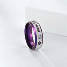 1Pc Fashion Stainless Steel Couple Rings Her King His Queen Wedding Rings For Men Women With Zirconia Ring Romantic Anniversary Wedding Band Jewelry Valentine's Day Gifts,Mom,Mother,Mother's Day,Gift - Her King His Queen - View 7