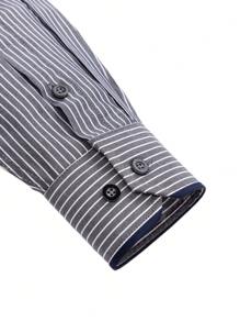 Camisa Masculina Listrada Com Duas Golas, 35% Algodão e 65% Poliéster
