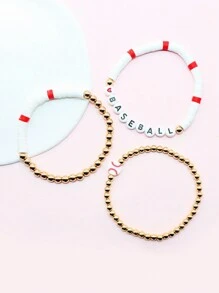 Bộ vòng tay hạt đá Hematite bóng chày bóng mềm bóng rổ bóng bầu dục bóng chuyền bóng đá Bộ vòng tay hạt đá ngày thi đấu thể thao - Nhiều màu - Xem 7