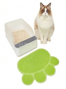 1 Pièce Tapis De Litière Pour Animal De Compagnie En Pvc Antidérapant En Forme D'empreinte De Pied, Double Usage Comme Tapis De Litière Pour Chat Et Tapis De Table