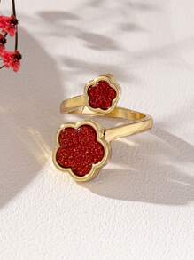 Clover Ring- A Minimalist & Fashionable Resin Clover Shaped Ring, Interlocking Four Leaf Clover Ring With Beach Vacation Style, Suitable For Ladies' Daily Wear Valentines - Five Leaf Clover Ring - View 13