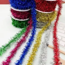 4pcs 1.5m Holiday Decorative Colorful Streamers, DIY With Iron Wire Metal Wire Knitted, Party Birthday Celebration Decoration Ribbons, Halloween Christmas Decor Tapes, Gift Wrapping Ribbons