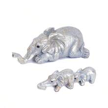 1隻栩栩如生的樹脂材質三隻堆疊大象公仔,適用於母親節禮品、辦公室陳設、客廳、家居裝飾等節日禮品 - 銀色 - 查看 5