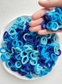 100 件/300 件 Y2K 风格混色迷你发带和发带套装，简约纯色发饰，适合女性日常服装和发型 - 藍色 - 查看 2