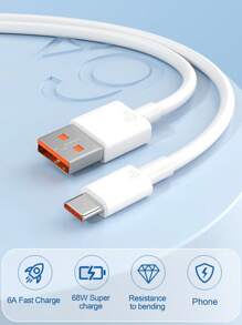 升级版 6A Lightning 快速充电 Type-C 线缆，Android 智能快速充电芯片，自动电流自适应，快速充电而不损坏您的设备；二合一充电和数据传输，内置电阻，全程温度控制，防止过热并更好地保护您的设备；高强度 TPE 材质，防断裂、抗弯曲；兼容华为手机/平板电脑和其他 Type-C 设备。兼容 16、16 Pro Max、15、15 Plus、15 Pro、15 Pro Max，兼容小米，兼容 OnePlus Type C Nan