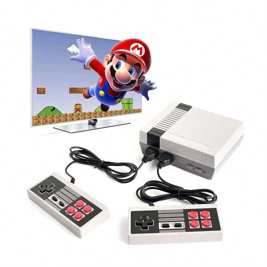 Consola de juegos retro clásica, con 2 controladores clásicos,salida AV, sistema de videojuegos NES de 8 bits, 620 juegos integrados - Blanco y Negro - Ver 1