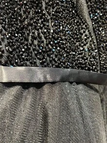 mujer vestido pedreria en corset falda de tul disponible color negro y blanco - Negro - Ver 3