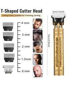1pc Barbero, Maquinilla De Afeitar, Recorte Para Hombres, rasurados, regalo perfecto - Dorado - Ver 4