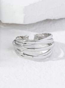 1個時尚女性派對prom半圓開口戒指 - 銀色 - 查看 3