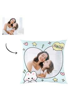 1pc Customized Pillowcase For Home Decoration, Valentine's Day, Christmas, Thanksgiving, New Year Patterns, Baby/Couple/Family Photos, Wedding Souvenir, Single-Sided Printing, Without Filling