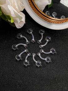 10入組流行水晶透明棒形和圓球肚環,適合女性日常穿著 - 無色 - 查看 7