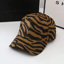 1PC 漂亮的奶牛印花棒球帽，女性帽圍可調整斑馬印花帽子，時尚的長邊帽圍，街頭休閑的最佳選擇 - 多色 - 查看 8