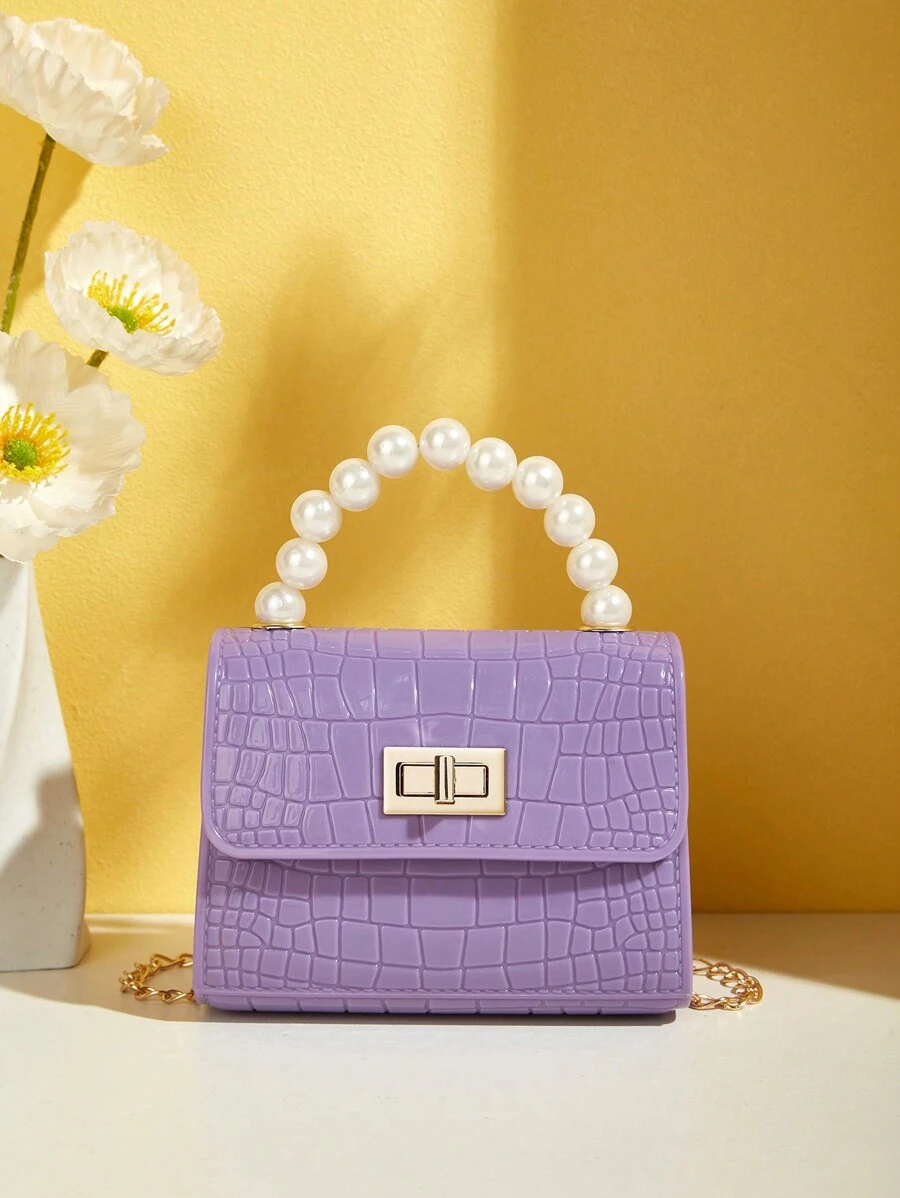 A Faux Pearl Mini Cute Kids Satchels Bag Purse Suitable For Gift-Giving