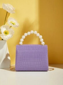A Faux Pearl Mini Cute Kids Satchels Bag Purse Suitable For Gift-Giving