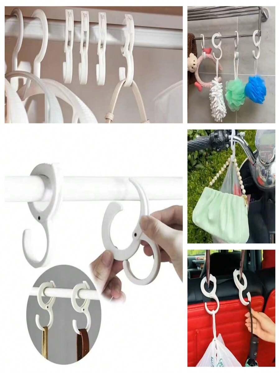 1 件便携式防损坏多功能衣柜挂扣，带 S 形防损坏挂钩，适用于厨房、汽车或浴室的衣架，无需钻孔