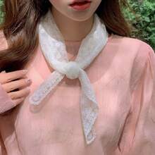 1 Máy Tính Nữ Mỏng Pháp Retro Ren Tam Giác Khăn, Dây Đeo Đầu, Khăn Quàng Cổ, Ruy Băng, khăn Choàng Thời Trang, Trang Trí Thường Ngày Thanh Lịch - khăn choàng ren hình tam giác - Xem 5