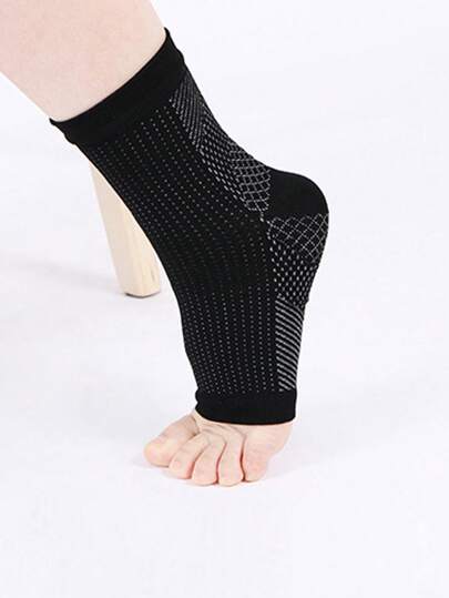 1pair Women's Lightweight, Breathable, Open-Toe Compression Socks, For Sports, Gym