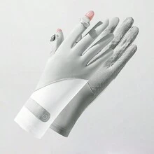 夏季防曬手套女士薄款冰絲防紫外線露指觸屏開車騎行防滑透氣手套 - c6-3 - 查看 10