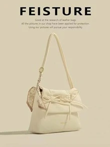 轻便、商务休闲时尚纯色多功能单肩女式手提包，适合青少年女孩 - 米色 - 查看 1