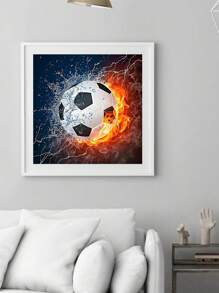 Conjunto De Pintura Diamante Diy Paisagem Futebol Água E Fogo Decoração De Casa Presente 20x20cm Sem Moldura