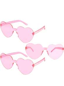 3 件心形眼镜心形派对眼镜可爱趣味彩色狂欢派对眼镜派对礼物透明糖果色无框派对心形眼镜， - 彩色 - 查看 10