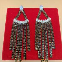 2024 Hàng mới đến Đúng mốt Kịch Sang trọng Giường đôi Máy khoan Pha lê & Đầy màu sắc Tua Hoa tai Đối với phụ nữ Đối với Linh hoạt Buổi tiệc , Yến tiệc Tai Đồ trang trí - Nhiều màu - Xem 16