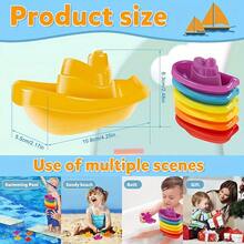 1套教育嬰兒疊杯玩具船,6入組嬰兒沐浴玩具水上疊船,剛學步的幼兒浴缸玩具適用於夏季泳池公園 - 彩色 - 查看 3