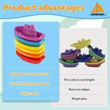 1套教育嬰兒疊杯玩具船,6入組嬰兒沐浴玩具水上疊船,剛學步的幼兒浴缸玩具適用於夏季泳池公園 - 彩色 - 查看 7