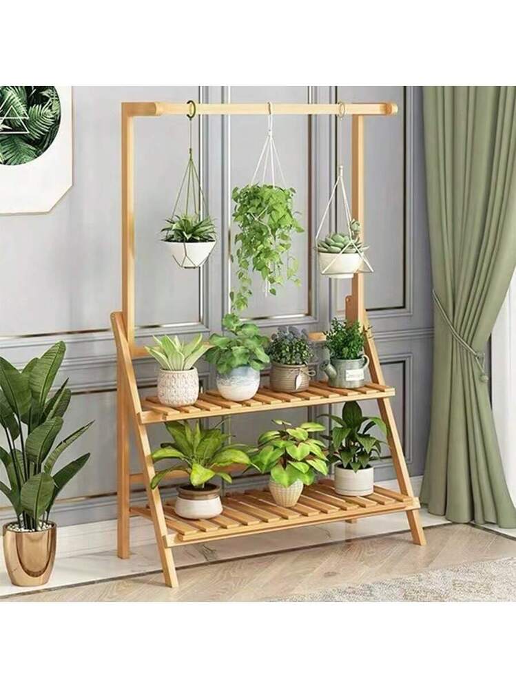 ポット付きの観葉植物、花、置物のための折り畳み式バンブースタンド 1
