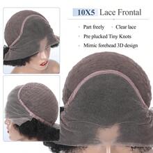 Mới Sợi tổng hợp 10x5 Ren Mặt trước Bện Tóc giả Uốn tóc Tóc giả Quăn Bob Tóc giả Với Bánh bao Đối với Afro   Với Mái Tóc Em Bé Ren Tóc giả Người mới bắt đầu Thân thiện Chống nóng Tóc giả - màu đen - Xem 8