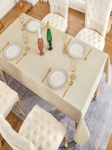 1 pieza Mantel portátil para comedor/hogar con diseño de remolino, elegante, repelente al agua y a prueba de salpicaduras, disponible en múltiples tamaños cuadrados para mesa de comedor - Beis - Ver 6