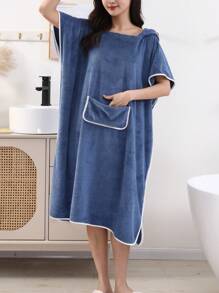 一件式女士无袖浴袍夏季婚礼家居浴室装饰返校季 - 寶藍色 - 查看 2