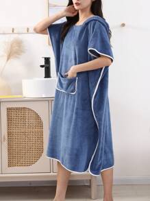 一件式女士无袖浴袍夏季婚礼家居浴室装饰返校季 - 寶藍色 - 查看 4