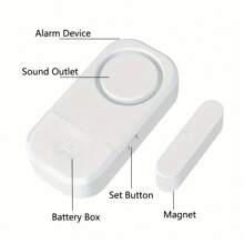 EMASTIFF 130DB Alarm Door Security Protection Window Wireless Burglar With Magnetic Sensor Home Safety Built-In 3*LR44 Battery Support 6 Function Settings,Adjustable Sound