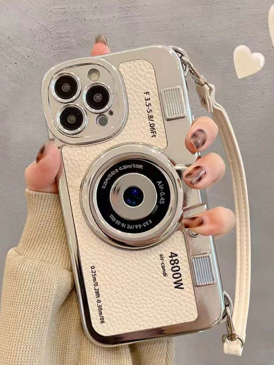 1 PC Thiết kế máy ảnh Retro sáng tạo Vỏ điện thoại mạ điện Tương thích với iPhone - Nhiều màu - Xem 1