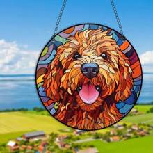 1pc Dog Shaped Sun-Catcher Stained Glass Window Hanging Decoration Panel Gift For Grandma, Animal Lover, Xmas Or Birthday Present, Pendant Decor For House Party, Room, Home Decor