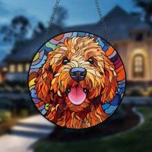 1pc Dog Shaped Sun-Catcher Stained Glass Window Hanging Decoration Panel Gift For Grandma, Animal Lover, Xmas Or Birthday Present, Pendant Decor For House Party, Room, Home Decor