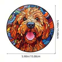 1pc Dog Shaped Sun-Catcher Stained Glass Window Hanging Decoration Panel Gift For Grandma, Animal Lover, Xmas Or Birthday Present, Pendant Decor For House Party, Room, Home Decor