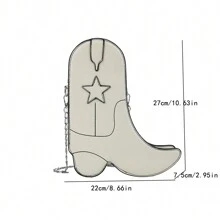 Divertido Y Creativo Bolso De Hombro Con Forma De Bota, Original Y Exclusivo Para Halloween, Que Incluye Cadena De Billetera Para Mujeres - Blanco - Ver 10