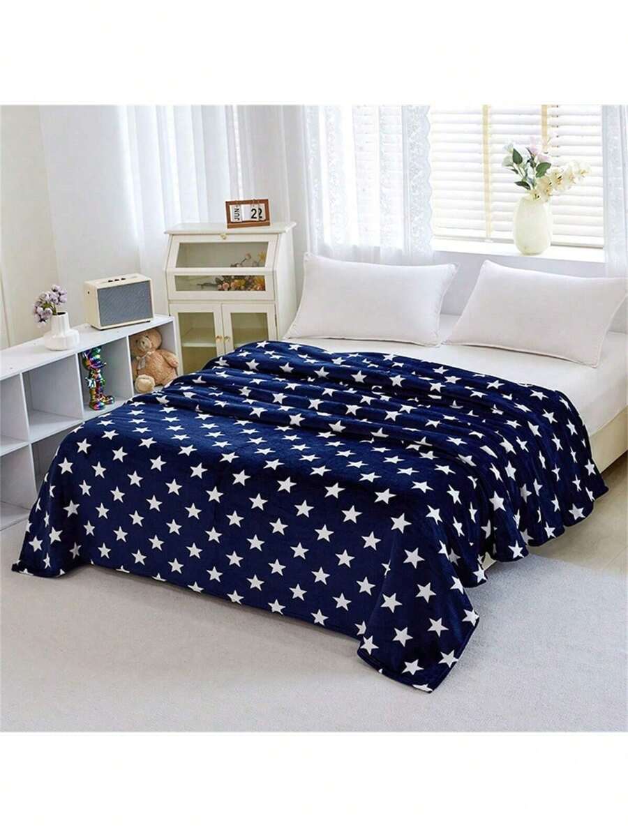1 Pieza Manta De Cama De Franela Para Uso Doméstico 190*210cm - Azul - Ver 1