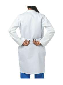 Bata Juvenil de Laboratorio Escolar de Gabardina - Blanco y Negro - Ver 4