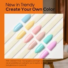 簡易美甲粉6色盒裝 - 春夏季光彩繽紛的黃粉藍紫色美甲盒，包含6種色系，適用於自製美甲，美甲沙龍，修指形狀，貼上美甲寶石的必備用品 - 彩色 - 查看 7