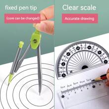 一套随机颜色的10岁生日礼物实用指南针尺子文具套装 - 彩色 - 查看 4