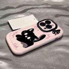 苹果一只受惊的黑色可爱猫咪手机壳适用于 15 Pro Max/15 Pro/15 Plus/15/14 Pro Max/14P Lus/14 Pro/14/13 Pro Max/13 Pro/13 Pro/13 Pro/12 Pro Max/12 Pro/12/11 Pro Max/11 Pro/11 Pro/11 XR/XS/XS Max/7/8 Plus 防水防震防摔防刮 - 粉色 - 查看 3