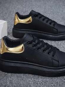 Unisex Dress Casual Tennis Shoes With Thick Sole, Very Comfortable, Lightweight Casual Shoes - 黑色 - 查看 6