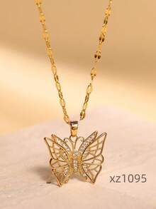 1 Miếng Của phụ nữ Đúng mốt Vàng 18K Màu sắc Thép không gỉ Vòng cổ dây  Với Khối Zirconia  Vật rủ xuống Đối với phụ nữ Đồ trang sức Buổi tiệc Quà tặng hẹn hò - Vàng - Xem 9